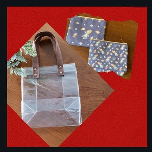Transparent Tote Bag and Canvas Pouch| PVC Clear Shopping Bag| Stadium Bag| Vinyl Bag| Vibrant Designed Canvas Pouch| Stylish| Versatile
