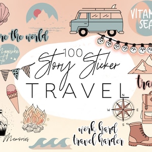 100 Story Stickers Travel Wanderlust Travel, Instagram Story Stickers, Story elements, Travel stickers,