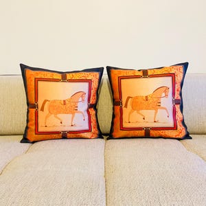 Gold Luxury Pillow | Decorative Branding Cushions with Horse | Fancy Home Decor | Luxury Pillows Luxury Pattern