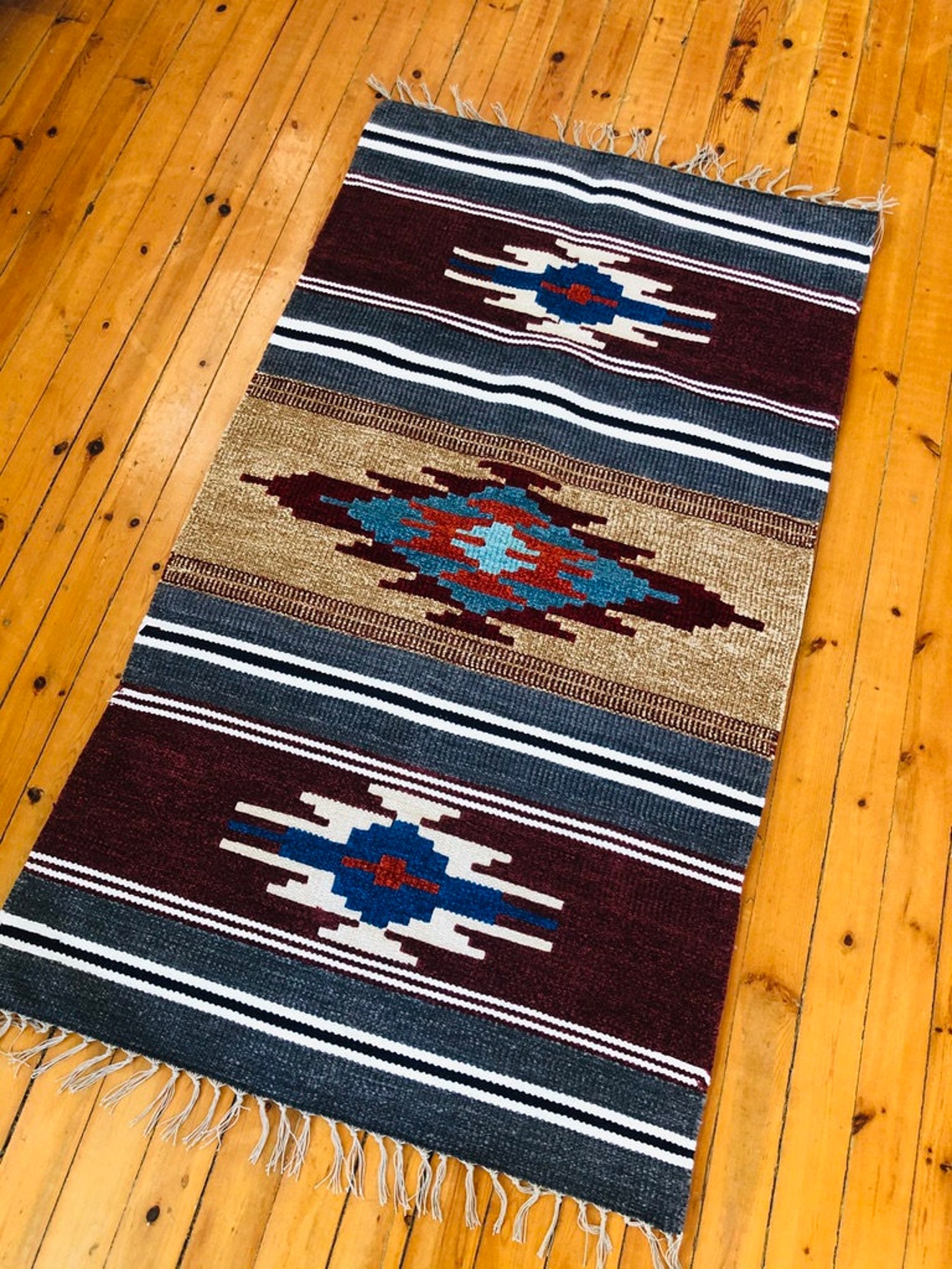 Navajo Rug Runner Chimayo Wool Rug Southwest Rug Western Etsy