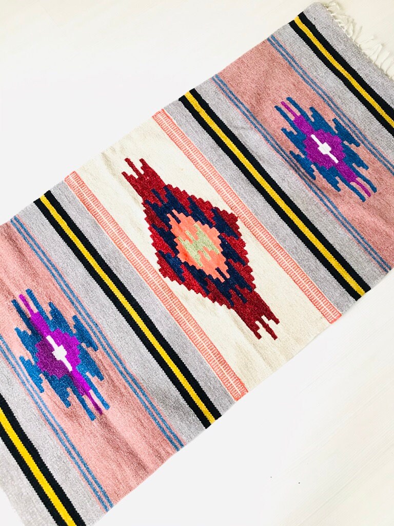Handwoven Wool Rug Runner, Chimayo Southwest Design (65x115 Cm) - Etsy