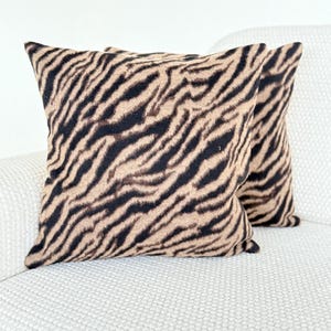 Brown & Black Zebra Cushion – Handmade Wool Decorative Pillow, Bold Animal Print