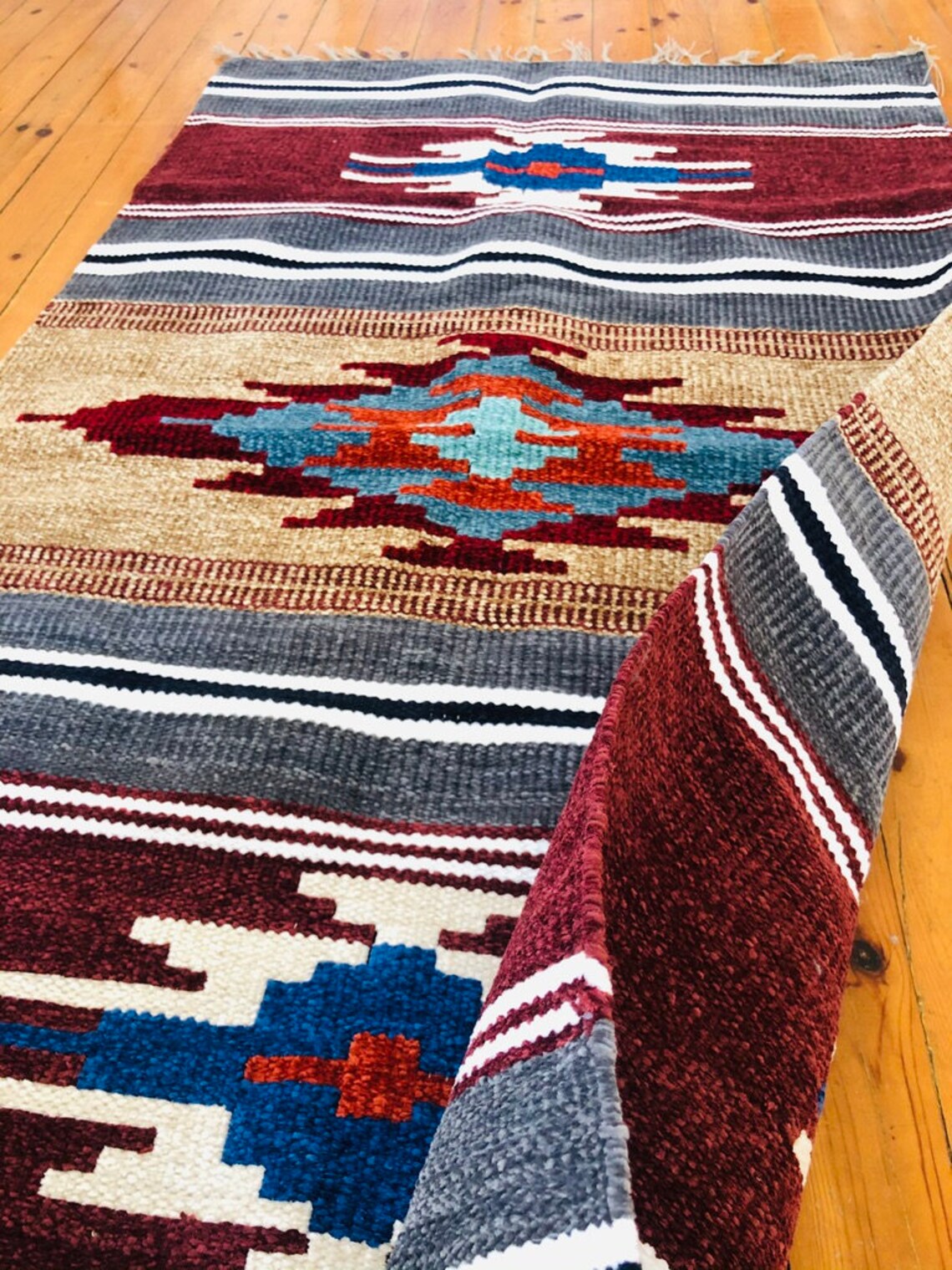 Navajo Rug Runner Chimayo Wool Rug Southwest Rug Western Etsy