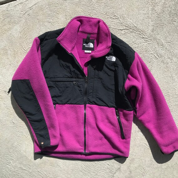 hot pink fleece north face jacket