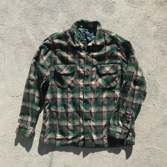 M/L Pendleton Wool Shirt Jacket - 60s Forest Green
