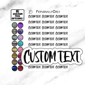 Font 30. Adesivi per pianificatore di script personalizzati - Adesivi di testo personalizzati / 16 opzioni di lamina / 58 scelte di carattere / Adesivo per pianificatore premium