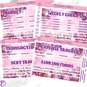 Pegatinas para planificadores de presupuestos - Pegatinas de seguimiento financiero - Seguimiento de gastos, control semanal, fondos de amortización, seguimiento de deudas - Presupuestos para planificadores