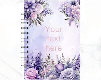 Kundenspezifisches Notizbuch Blumen - A5 Mattes Cover Rosa Foliendetails - Personalisiertes Journal mit 50 Seiten - Wählen Sie Liniert, Leer, Gepunktet oder Gitter