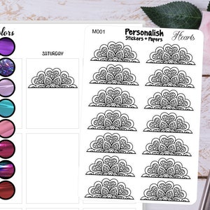 Stickers coeur demi mandala / Nombreuses options de papier d'aluminium !
