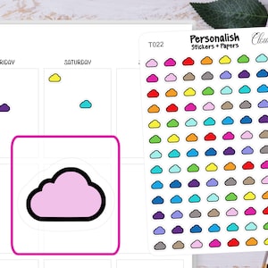 Petits autocollants colorés de nuage de temps/autocollants d'agenda/autocollants de scrapbooking