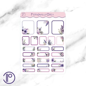 Adesivi per planner - Scatole miste di lavanda - Adesivi decorativi floreali - Adesivi funzionali per planner e diari - Erin Condren