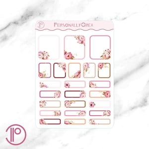 Adesivi per planner - Petal Whispers Mixed Boxes - Adesivi decorativi floreali - Adesivi funzionali per planner e diari - Erin Condren