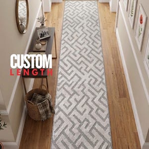 CUSTOM CUT Hallway Runner Rug - Non-Slip Washable Appliance-Friendly Grey Multi-Pet Carpet