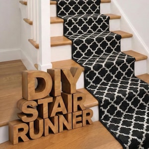 CUSTOM Carpet for Stairs | Stair Runner Rug | Non-Slip & Washable | Pet Friendly | DIY Moroccan Trellis