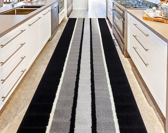 Custom Size Wide Width Carpet Runner Rug for Kitchen Hallway Entryway Laundry ,Non Slip Rubber Backing ,Sold by the Foot, Thick Plush Pile