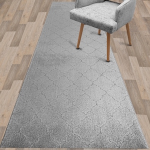 Hallway Entryway Kitchen Carpet Runner Rug with Non-Slip Grippy Rubber Back ,Customizable Length Options, Stain Resistant, Moroccan Gray