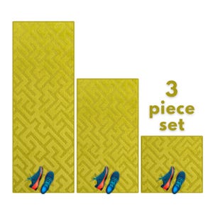 Kitchen Rug Set of 3 | Avocado Green | Washable, Non-Slip Grip Rubberback | Custom Length • Pet Safe • Coastal Home • Exclusively on Etsy