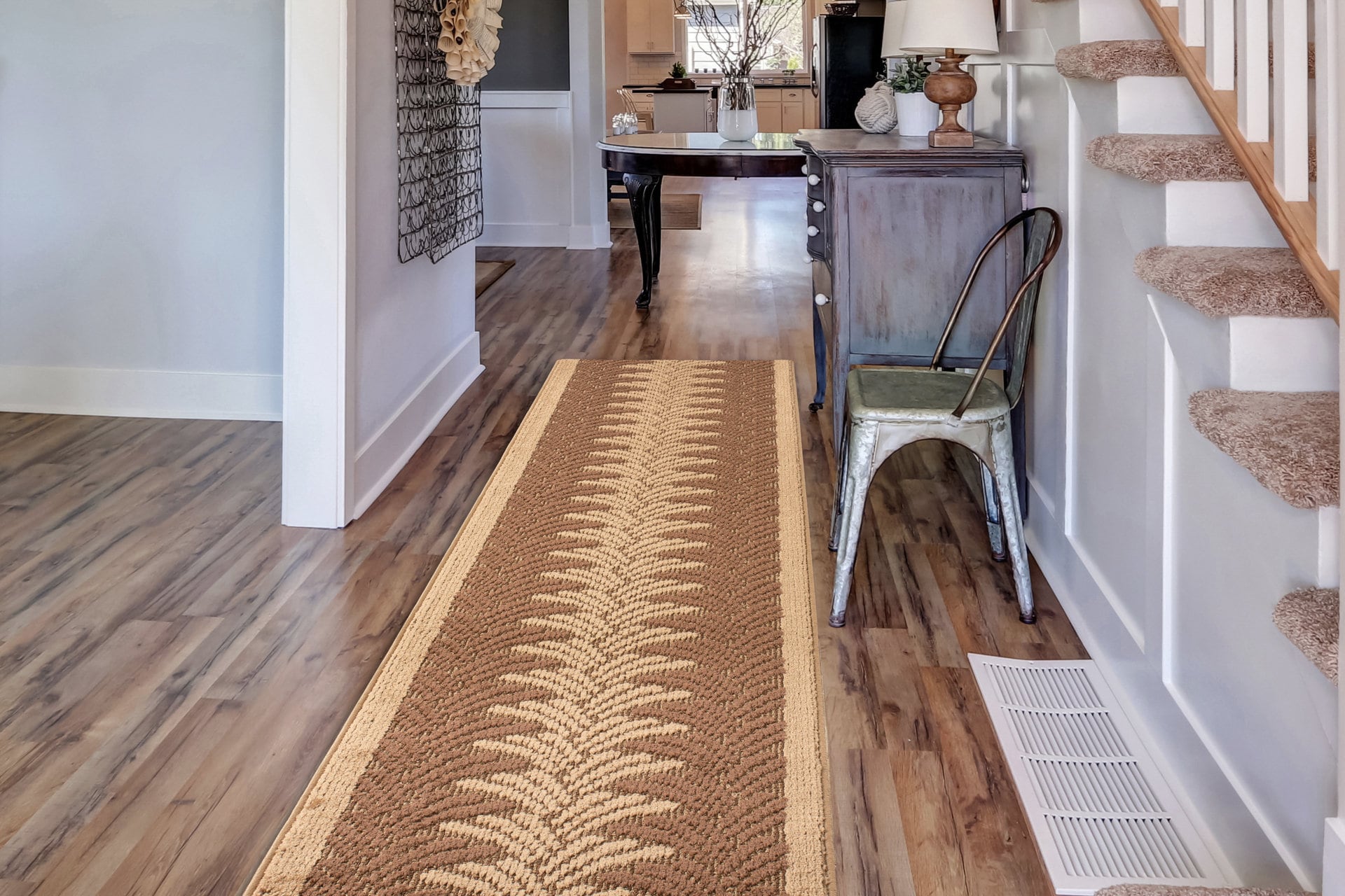 CUSTOM SIZE Non-slip Runner Rug for Hallway Kitchen Stair, Palm Leaf Brown  Tan - Etsy, image size:1920x1280