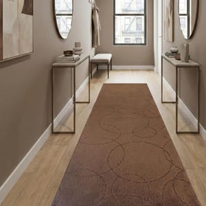 Non-Slip Wide Runner Rug for Hallway | Custom Size Pet Friendly Washable Brown Kitchen Runner