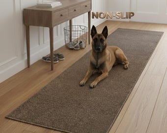 Custom Cut & Bound Wide Runner Rug | Non-Slip Rubber Backing | Senior Dog Friendly Hallway Rug