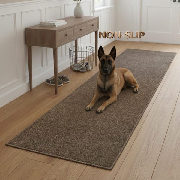 Custom Cut & Bound Wide Runner Rug | Non-Slip Rubber Backing | Senior Dog Friendly Hallway Rug