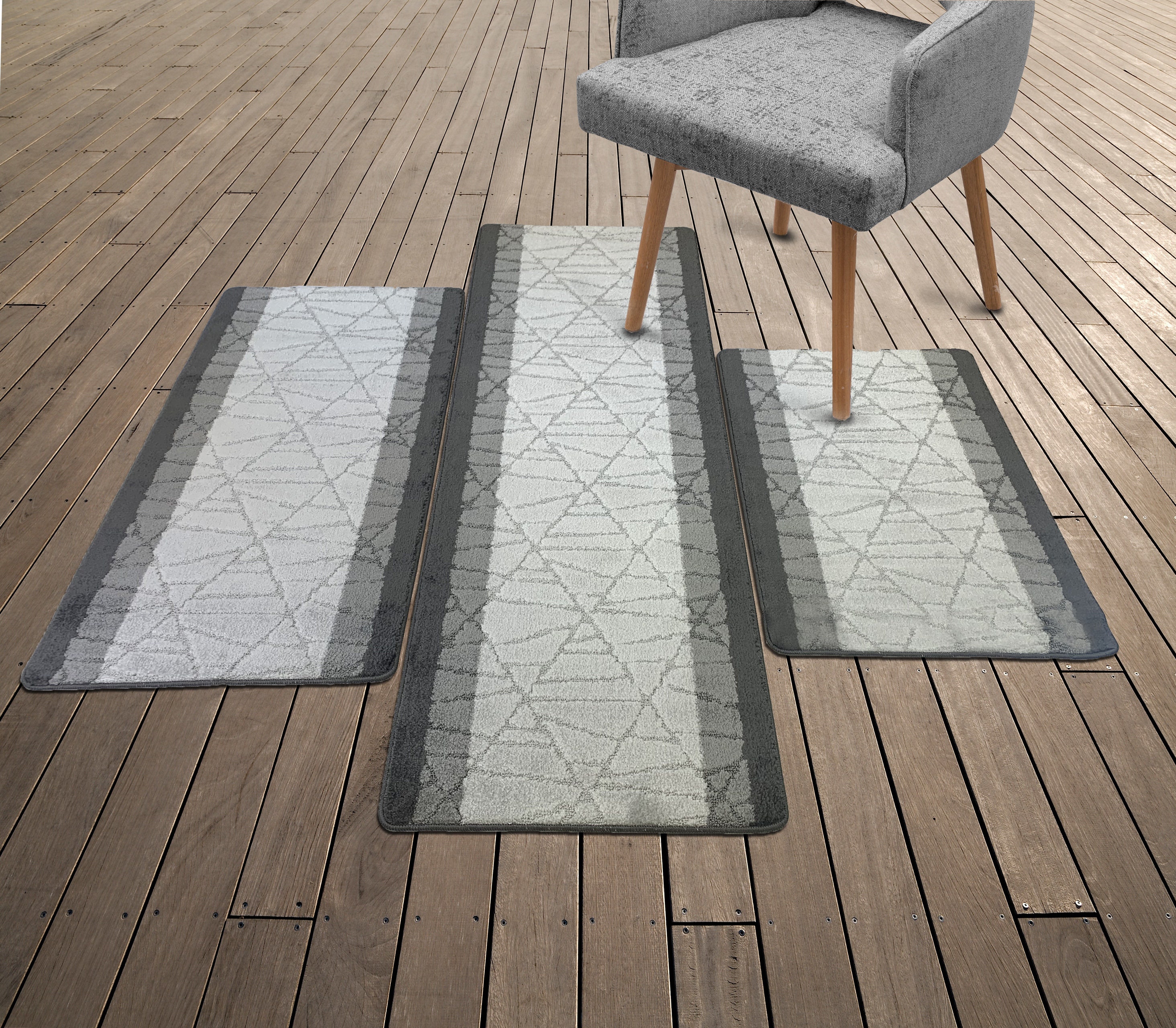 Non Skid Rubber Backed 3Piece Kitchen Area Floor Runner Rug Etsy