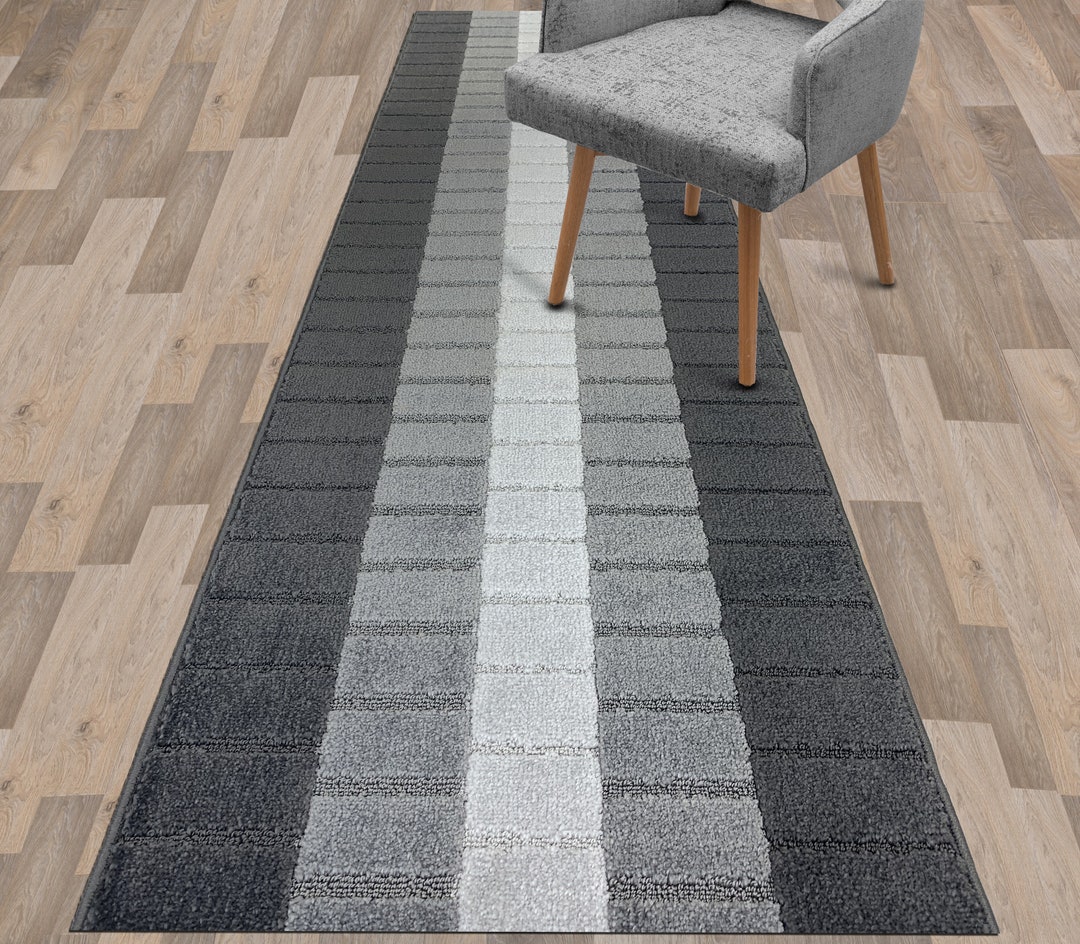 Contemporary Rug Runner, Non Skid Rubber Backed Floor Carpet Mat for