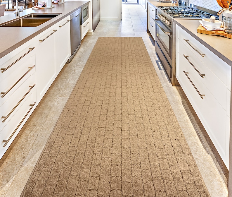 Tan-gold Modern Mosaic Pattern Carpet Runner Rug Mat for Subtle and ...