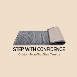 CUSTOM Non-Slip Carpet Stair Treads | Step with Confidence | Affordable Traction and Safety | Striped Grey