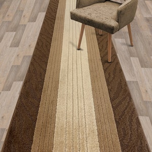 25 inch Wide CUSTOM Length Cut-To-Size Slip-Skid Resistant Premium Latex Back NARROW Hallway Stair Kitchen Carpet Runner Rug,BROWN