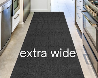 39" Extra Wide Hallway Runner Rug | Custom Length by the Foot | Non-Slip | Modern Anthracite Gray