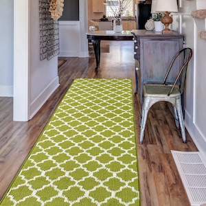 2x8 Runner Rug for Hallway ,Standard Narrow Slim Width, Washable, Safe Walkway ,Fix Slippery Floors,96-inch,8ft Long Moroccan Trellis Runner