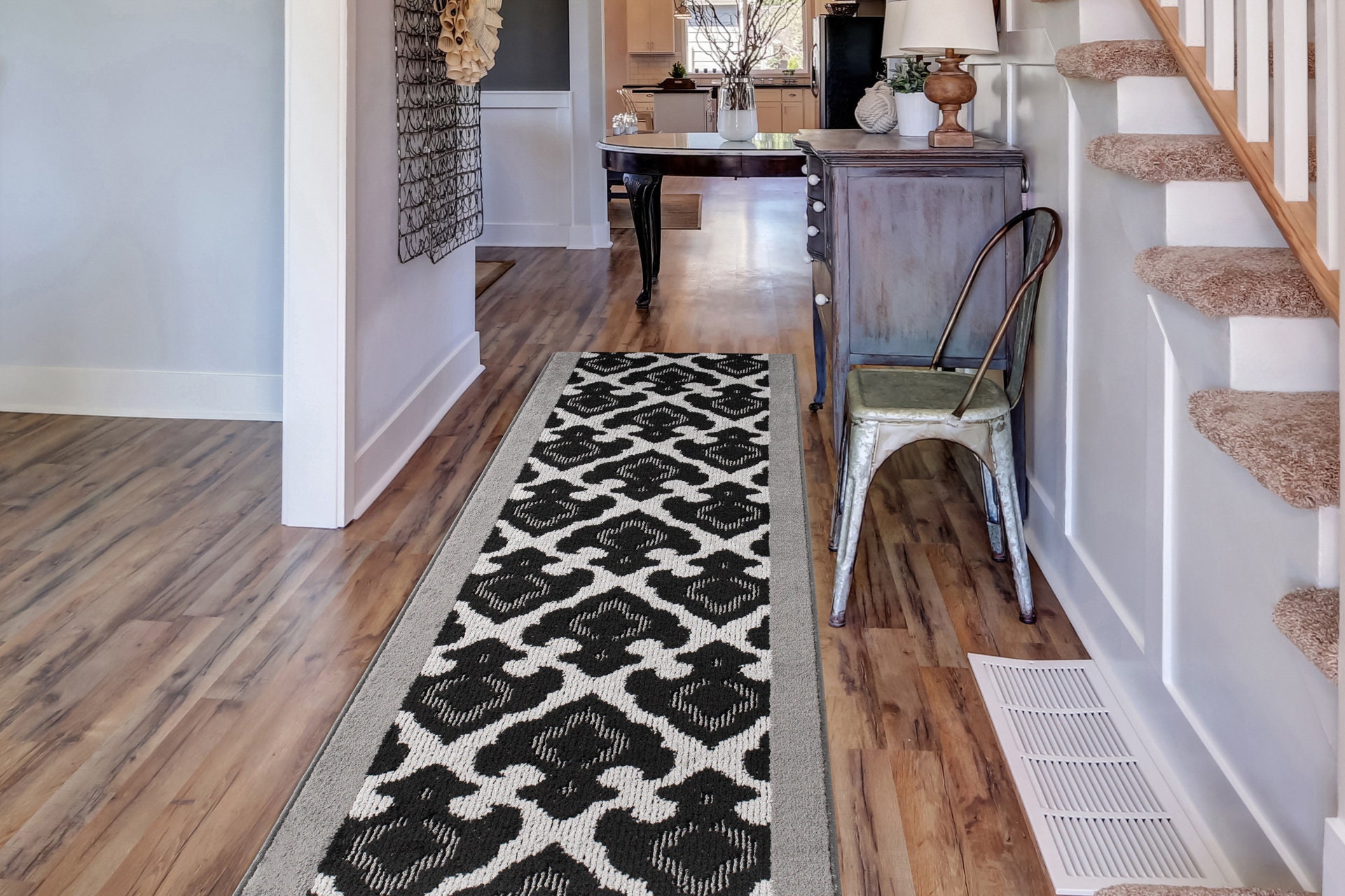 Customizable Length Rugs 80cm Wide Traditional Vintage Hallway Carpet American Style Floral Area with Non-Slip Backing Size : 80x950cm Customizable Length Rugs 80cm Wide Traditional Vintage Hallway Carpet American Style Floral Area with Non-Slip Backing Size : 80x950cm