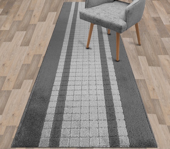 Rubber Backed Runner Rug, Border Striped, Non Slip, Kitchen Rugs and Mats