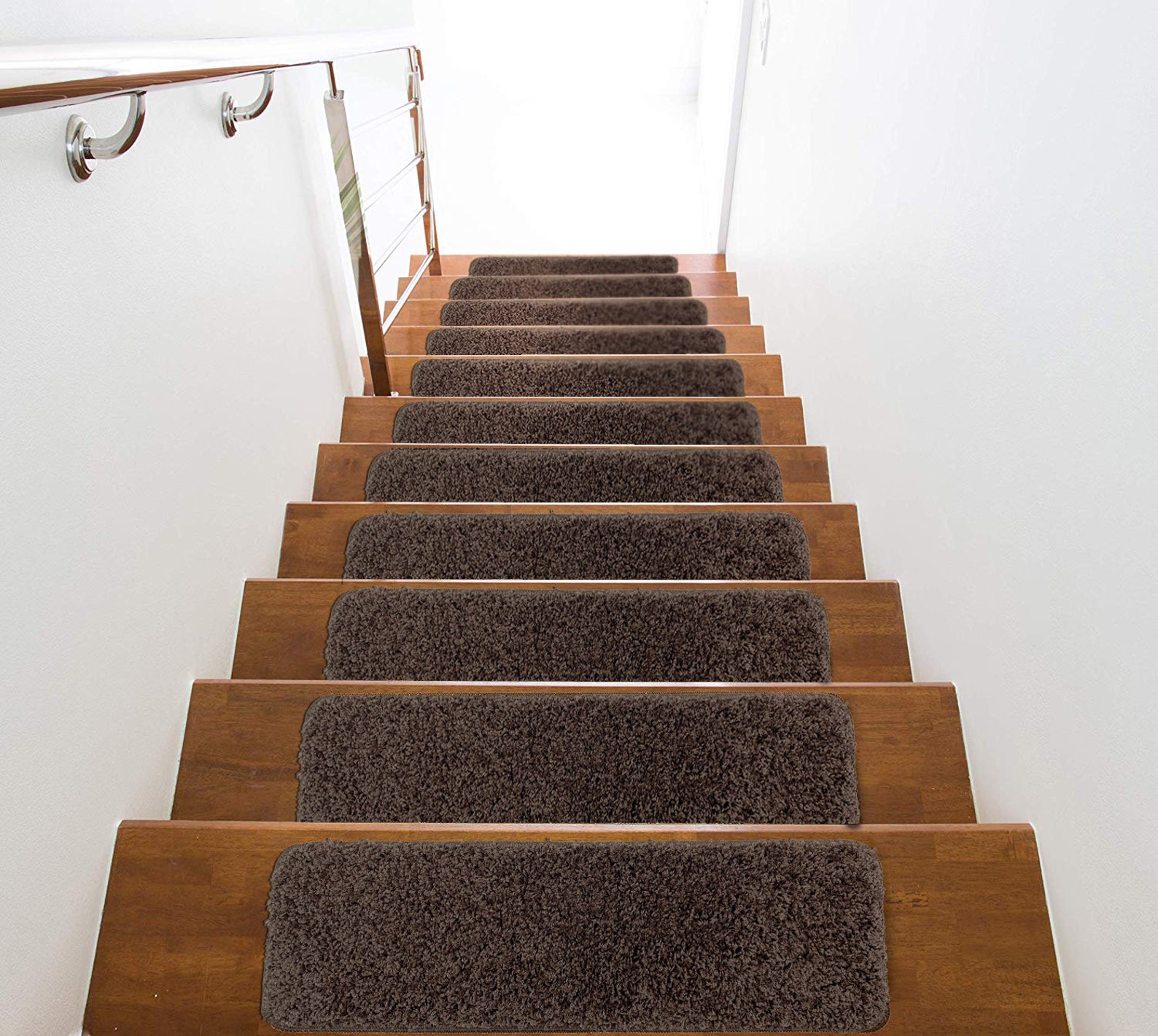 Soft Shaggy Stair Treads Sets Nonslip Step Treads With Rubber Backing