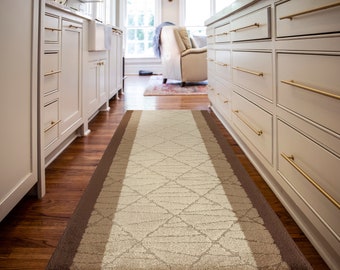 Modern Abstract Runner Rug with Non Skid Rubber Backing for Kitchens Hallways Entryways, Machine Washable ,Custom Length, Carpet by the foot