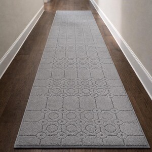 Washable Custom Grey Runner Rug, Non Slip Rubber Backed, Cut to Fit • Unroll & Done