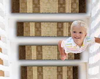 Custom Non-Slip Carpet Stair Treads | Washable | Pet & Kid Safe | 25" Wide | Multi-Depth | Set of 15 or 20