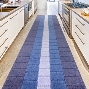 Non Skid Runner Rug,Beach Lake House Carpet , Nautical Coastal Decor, Summer House Modern Interior,Home Staging Floor Rug,Blue NARROW WIDTH