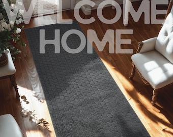 CUSTOM FIT Hallway Kitchen Runner Rug - Washable Non-Slip Stay Put Carpet, Anthracite Gray
