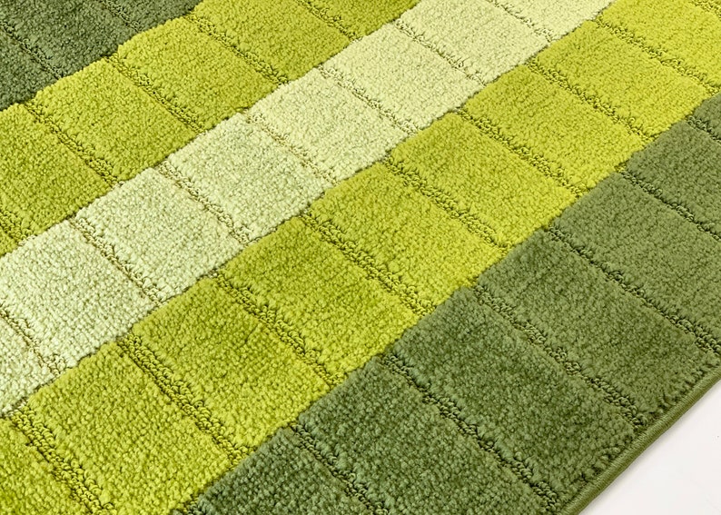 Mod 70s Retro Vintage Style CUSTOM Size Hallway Entryway Kitchen Floor Laundry Carpet Runner Rug, Non Slip Rubber Bottom, Avocado Green