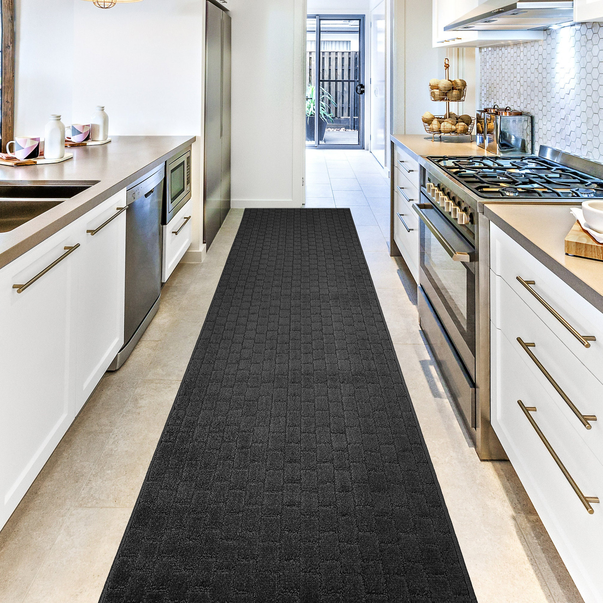 Washable Custom Length Hallway Kitchen Runner Rug | 31-inch Wide Non ...