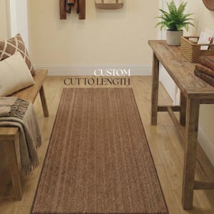 Hallway Entryway Office Kitchen Runner Rug | Non-Slip Rubber Back | Stain Resistant & Washable | Brown Striped