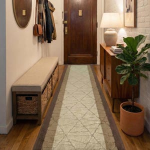 Custom Size Carpet Runner Rug | Hallway Entryway Stair Kitchen Runner | Non-Slip & Washable | Abstract Brown