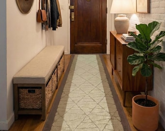 Custom Size Carpet Runner Rug | Hallway Entryway Stair Kitchen Runner | Non-Slip & Washable | Abstract Brown