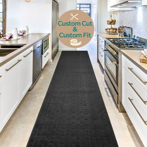 C•U•S•T•O•M  Runner Rug | Non-Slip Rubber Backing | Custom Length + Cut to Size | Charcoal Dark Gray