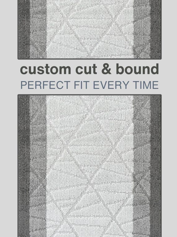 Rubber Backed Runner Rug | Made to Measure | Machine Washable & Pet Safe | Abstract Gray