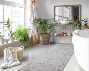 Non-Skid Bathroom Vanity Kitchen Laundry Sink Sliding Door Carpet Runner Rug Mat | CUSTOM SIZE Length Options | Contemporary Kitchen Decor