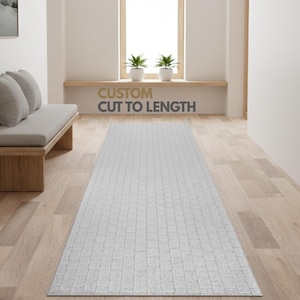 White Gray Custom Size Washable Hallway Stair Kitchen Floor Carpet Runner Rug with Non-Slip Rubber Back ,Dog Cat Friendly ,HARDWOOD SAFE