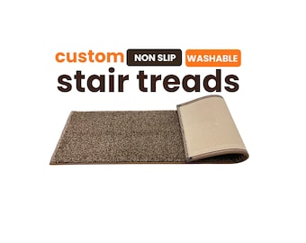 Custom Non-Slip Stair Treads | Rubber Backed | No Adhesive Tape or Glue | Brown Speckled